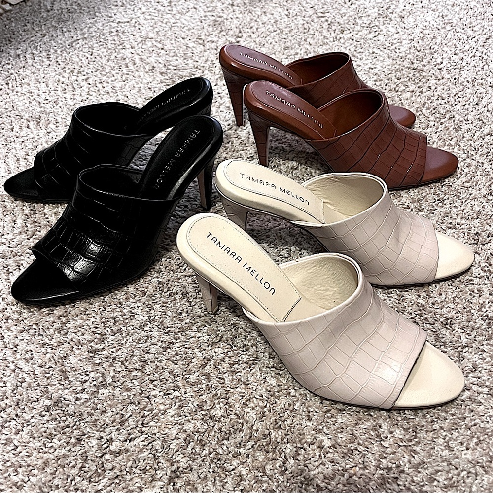 Tamara Mellon, NWT Capri all leather croco embossed mule samples. Euro Size 37